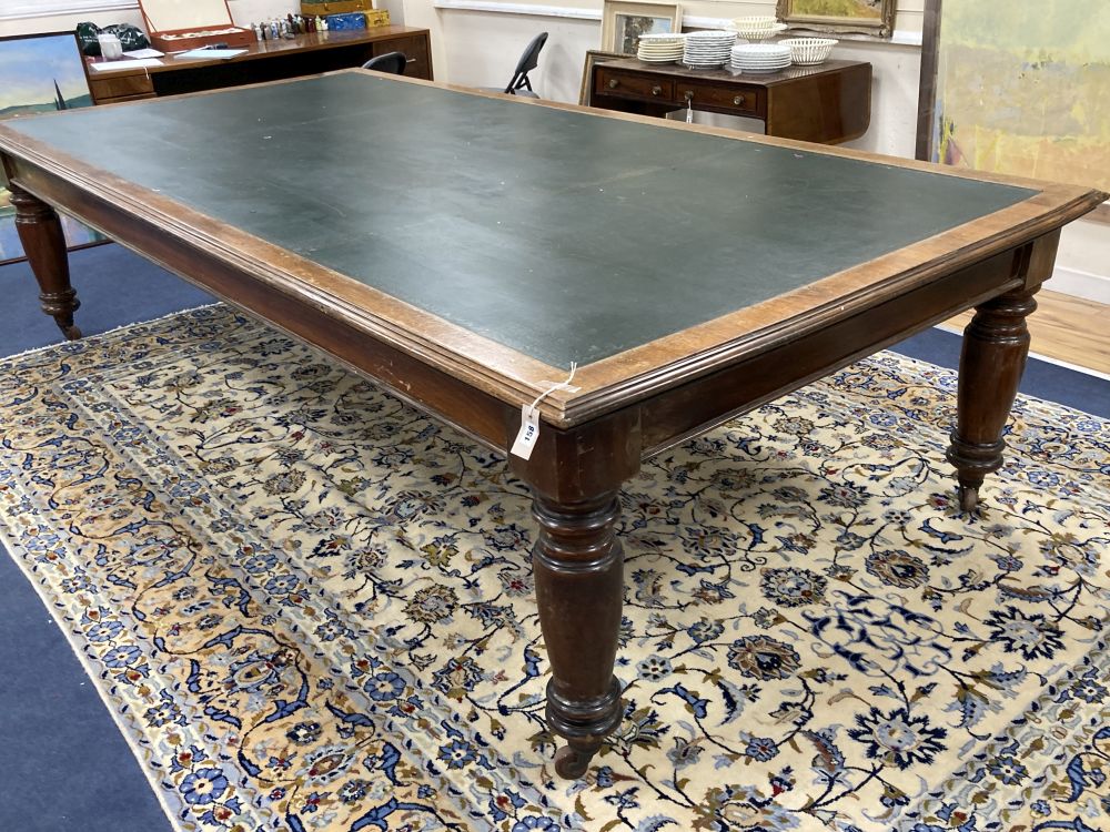 A Victorian mahogany boardroom / reading table, length 306cm, depth 52cm, height 77cm